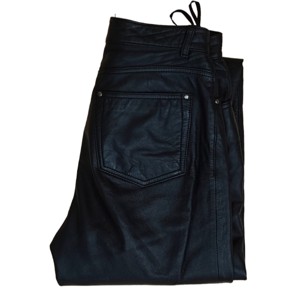 Wilson's 100% Real Genuine Black Leather Vintage High Waist Jeans - 6 - Picture 8 of 13